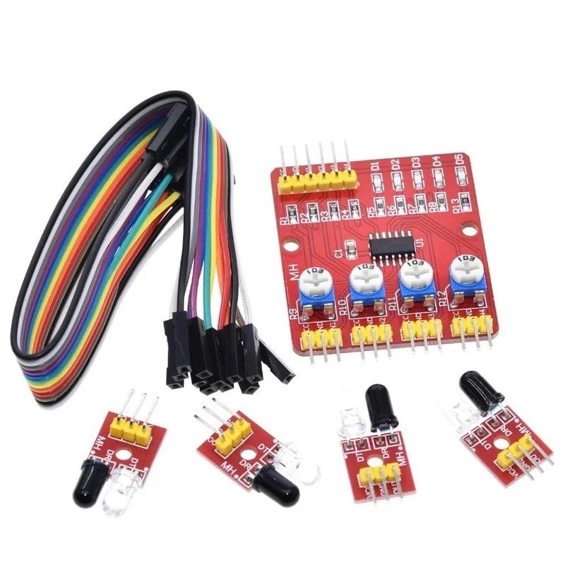Vier Straße 4 Kanal Infrarot Detektor Tracking Übertragung Linie Hindernis Vermeidung Sensor Modul für Arduino Diy Auto Roboter