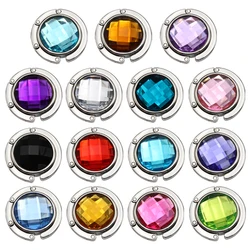 Portable Hook 1 Piece Ladies Round Fashion Fold Crystal Alloy Purse Handbag Diamond Hook Unique Fold Purse Hook Accessories