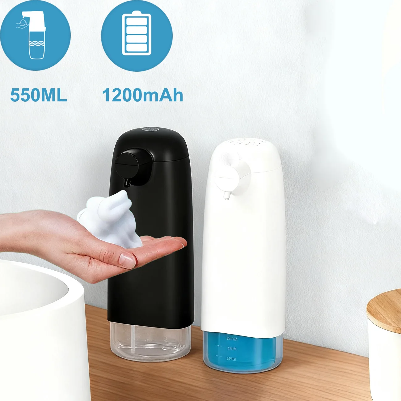 350/550ml Automatic Sensor Soap Foam Dispenser USB Charging Liquid Soap Dispenser Soap Pump Kitchen Bathroom Accessories