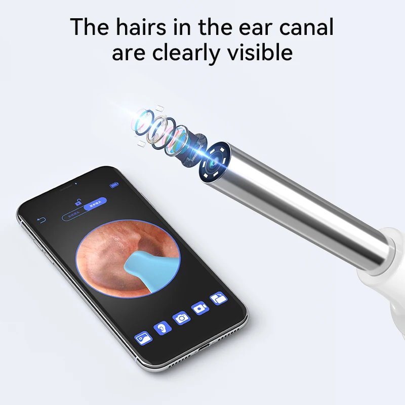 Smart Ear Wax Cleaner with Camera 3.5mm Earpick Otoscope  Visual Ear Camera Health Care Ear Cleaner for iPhone, iPad, Android