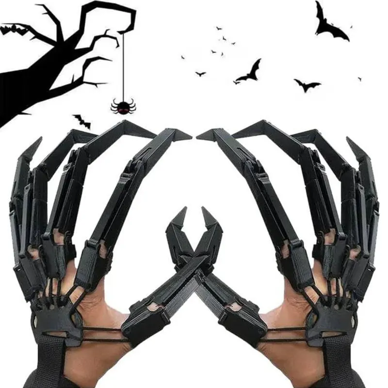 

Halloween Articulated Fingers Scary Fake Fingers Skeleton Hand Cosplay Finger Glove Realistic Horror Ghost Claw Prop Party Decor