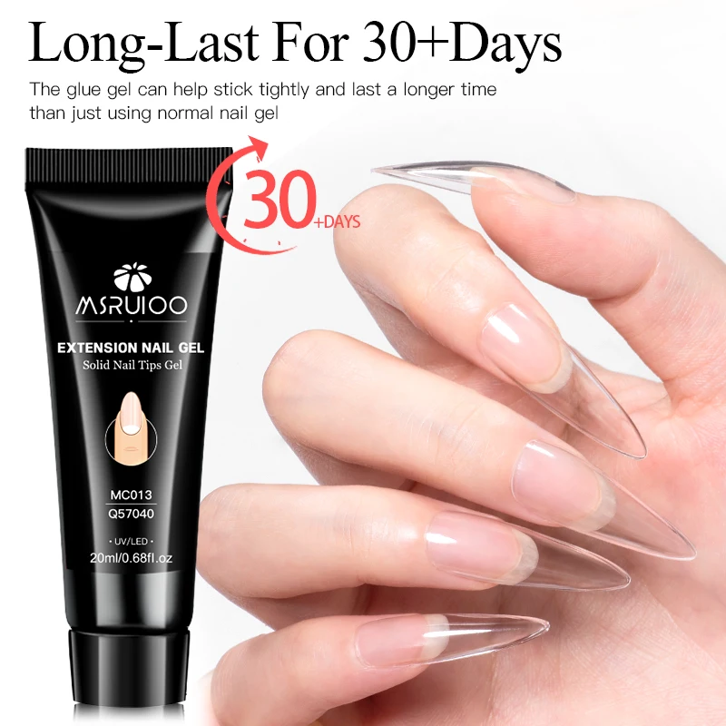 MSRUIOO 20ml ソリッドネイルチップジェル 透明 4 in 1 ネイルアートニス 長持ち UV アルコールフリー マニキュアデザイン HEMA/TPOフリー