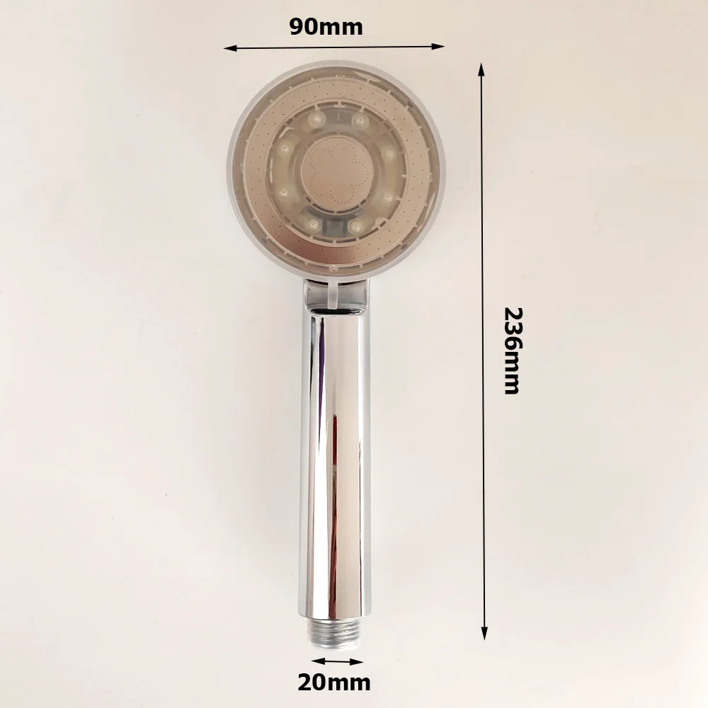 Cabezal de ducha de alta presión con Sensor de temperatura, boquilla de pulverización, flujo grande, 3/7 colores cambiantes, 5 modos LED