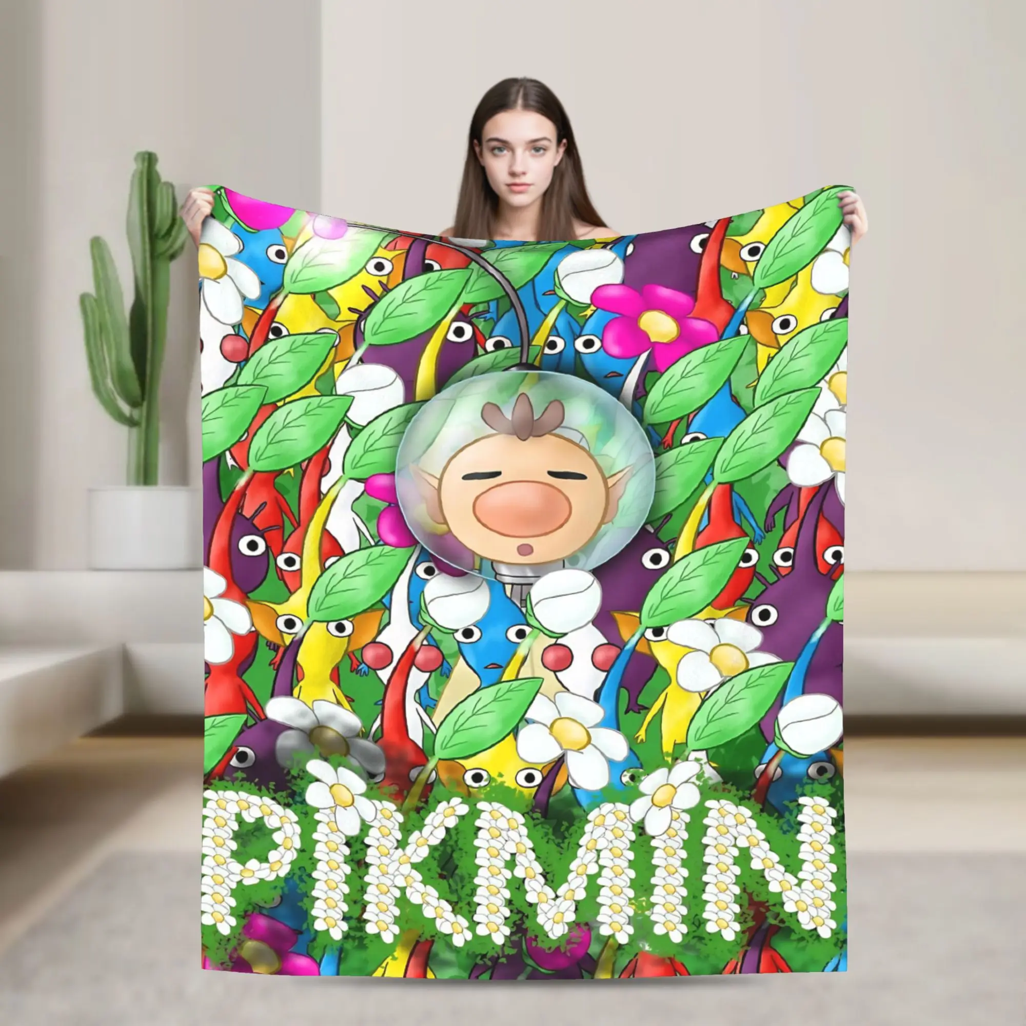 

Pikmin Game Blanket Super Soft Fluffy Plush Throw Blanket For Couch Bed Airplane Travel Flannel Bedspread Bed Cover