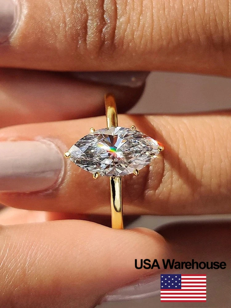 

925 Sterling Silver Simple Classic 2 Carats Marquise Zircon Ring For Women Engagement Wedding Luxury High Quality Fine Jewelry