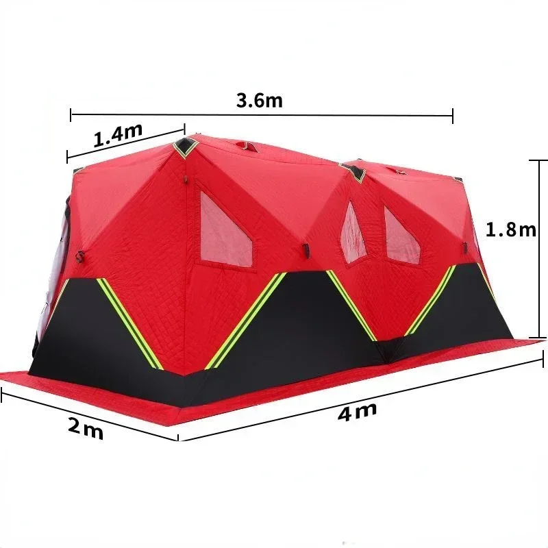 Grandes Tentes de Pêche sur Glace d'Hiver Chaudes, Spacieuses, Triple Optique, en Coton, Camping en Plein Air, Vent Vert, Imperméable, Neige, Famille