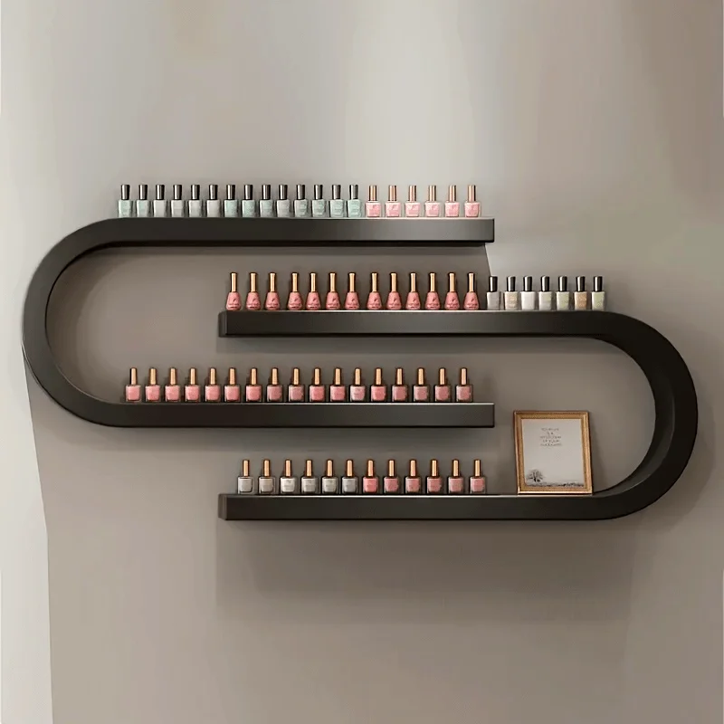 

2 U-shaped European-style manicure display rack, wall-mounted cosmetic storage rack, glossy surface, no electricity required