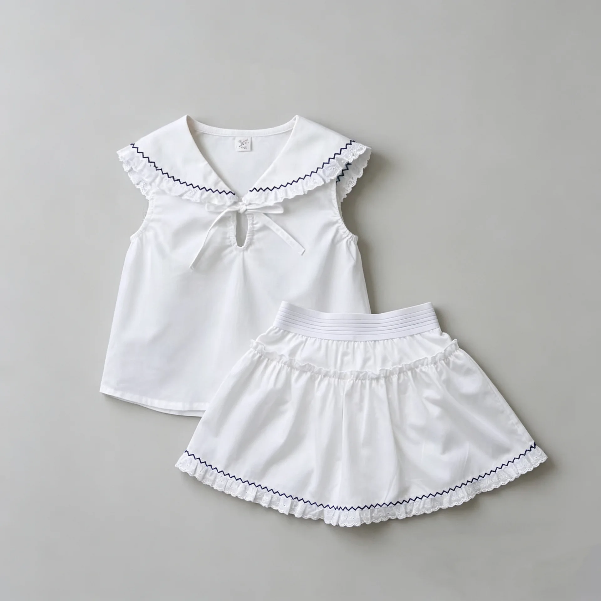 2026 Summer New Girls Sleeveless Clothes Set Cotton Baby Girl Sweet Preppy Style Tops + Skirts 2pcs Suit Kids Toddler Outfits