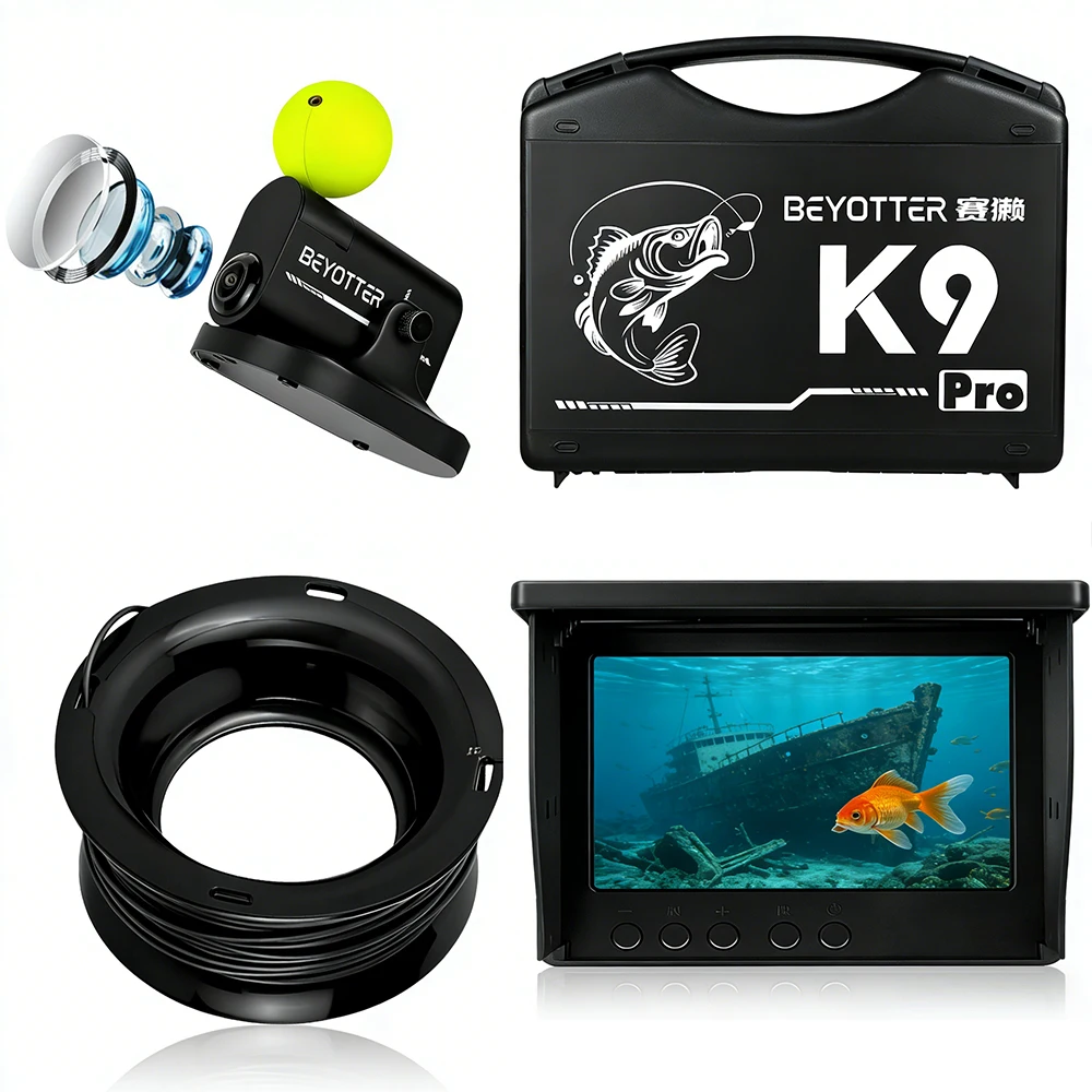 Portable Underwater Fish Finder LCD LED Display Retractable Float 0.6-30m Detection Range 200kHz Cable Sonar for Sea Fishing