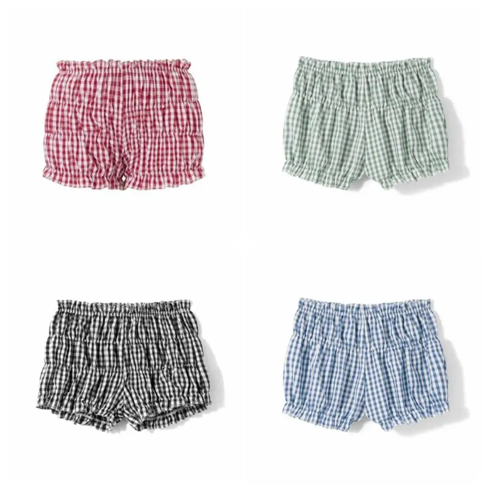 Casual Lace Y2k Plaid Print Shorts Striped Checked Ruffled Gingham Shorts Loose Short Casual Plaid Baggy Shorts Girl