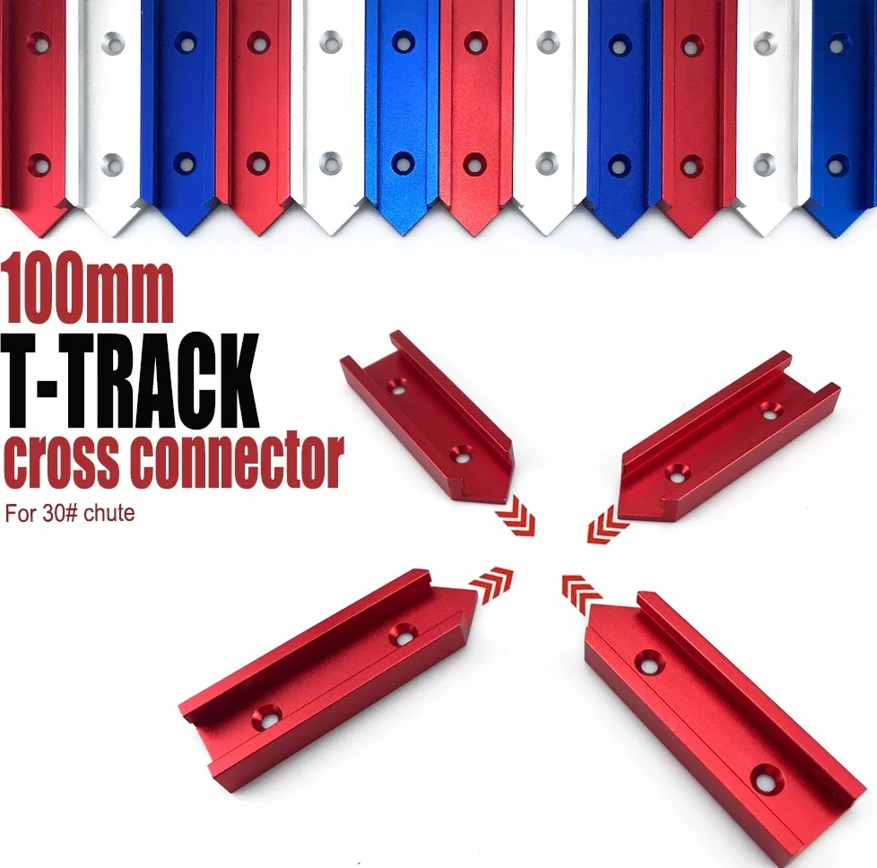 30# T-Track Cross Connector for Woodworking, Miter Gauge & Circular Saw Guide Rail Intersection Part, Flip Table Accessory