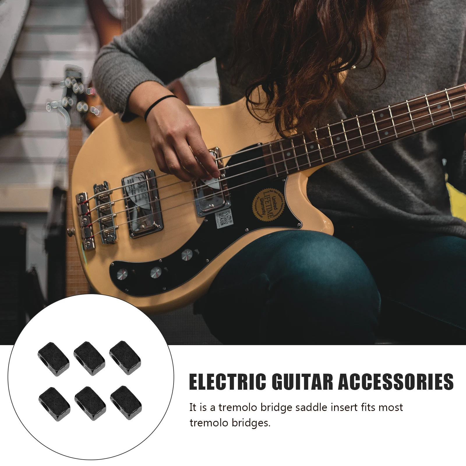 

6 Pcs Electric Guitar Bridge String Pressing Square Double Rocker Saddle Metal Insert Tremolo for