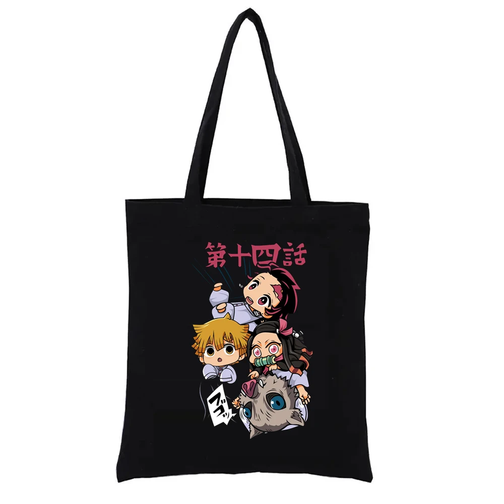 Kimetsu No Yaiba Graphic Tote Bag Demon Slayer Print Shoppong Bags Women\'s Handbag Funny Totebag Shopper Female Handbags Fashion