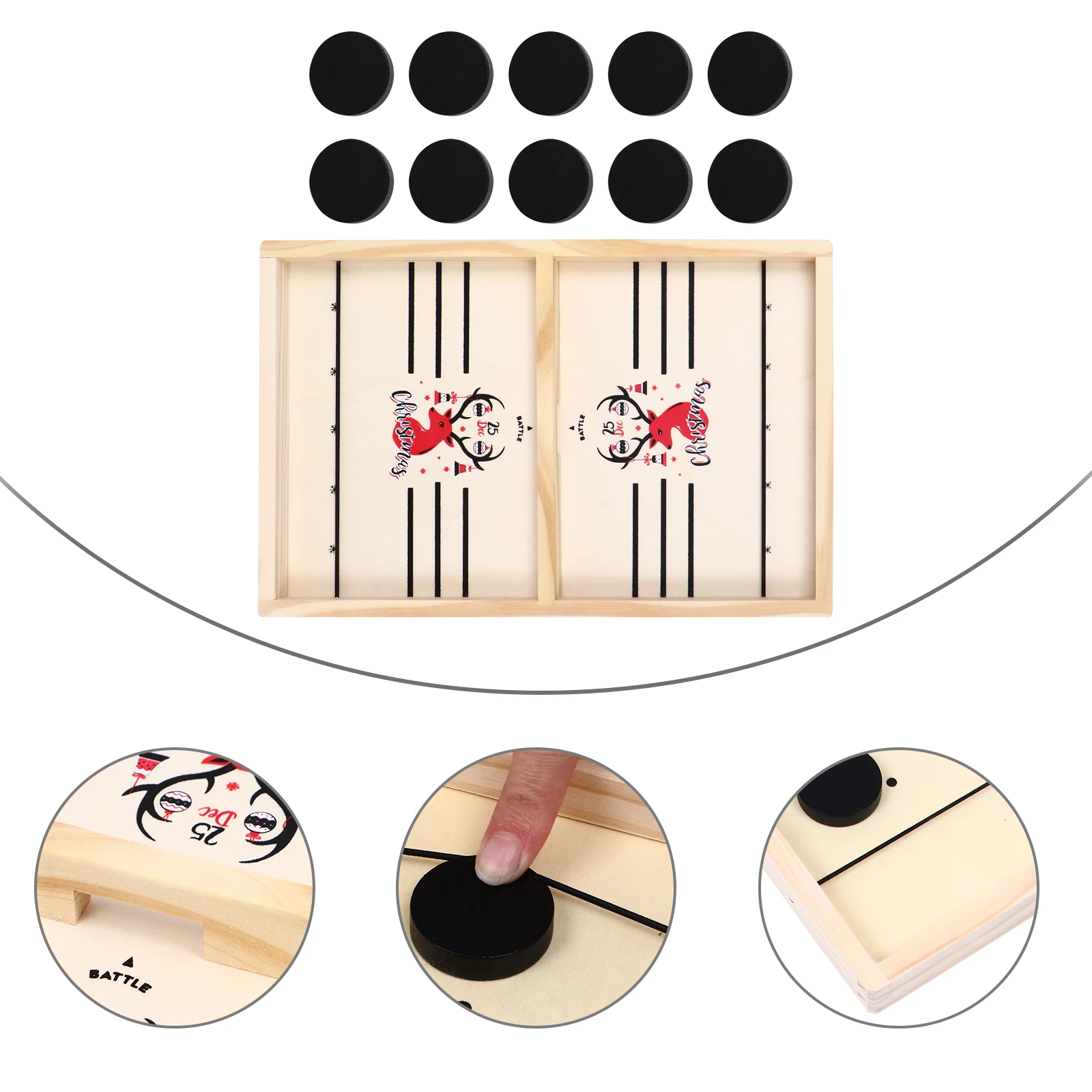 

Wooden Board Game Lightweight Portable Family Fun Indoor Outdoor Activities Sling Puck Toy Tabletop Games Chess Winner