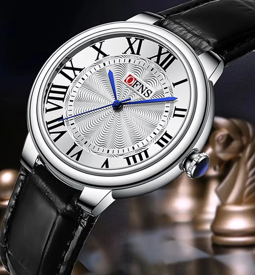 

Casual Fashion Roman Numeral Men Quartz Watches Waterproof Leather Strap Male Wristwatches Simple Business Watch For Man Woman