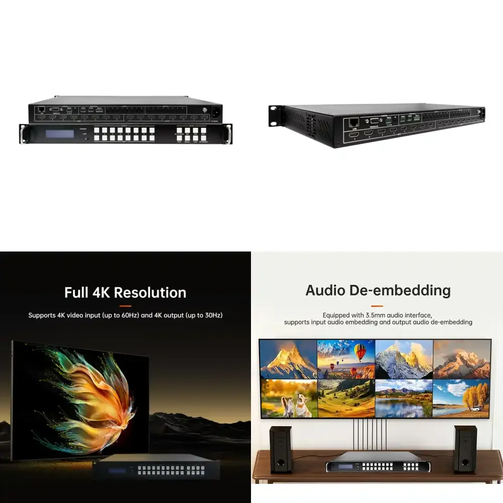 Micagent Professional 8x8 4K Input/Output Seamless Fixed Matrix Switcher with Audio & Video Wall Splicing
