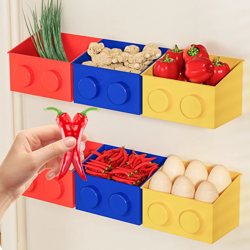 Blockförmige magnetische Aufbewahrungsbox, Kühlschrankmagnet, Aufbewahrungsbehälter für Küchengeschirr, stanzfreier Aufbewahrungskorb