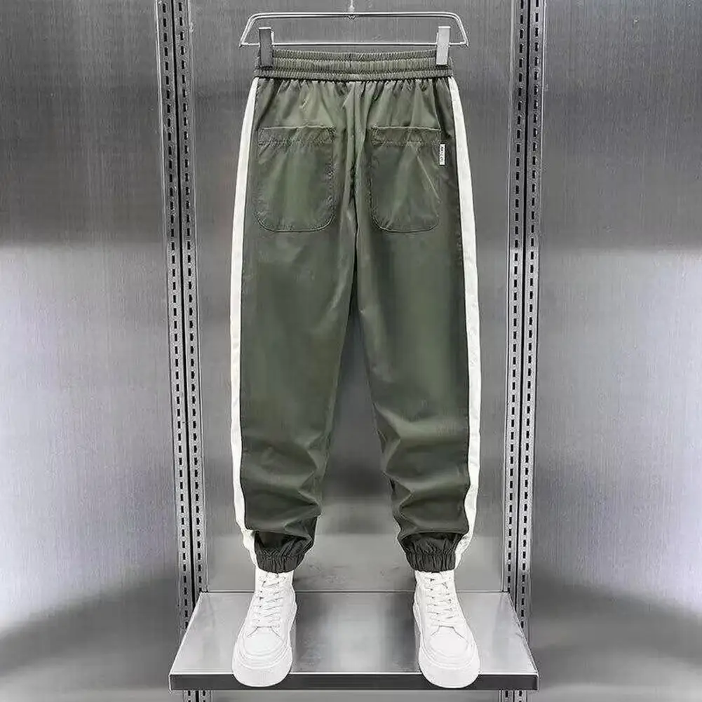 Stylish Men Lounge Pants Men's Color Blocking Joggers with Drawstring Waist Pockets for Sports Gym Loose Cargo Pants for Street