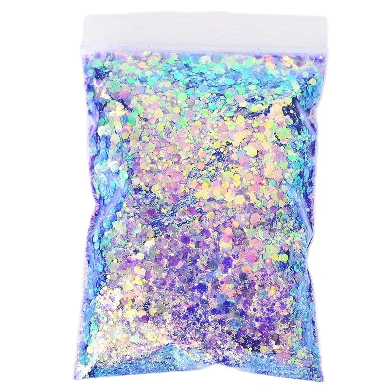 500G/Bag Nail Art Holo Mixed Hexagon Chunky Nail Glitter Sparkly DIY Decorations Flakes Slices Polishing Manicure Glitters CPD86