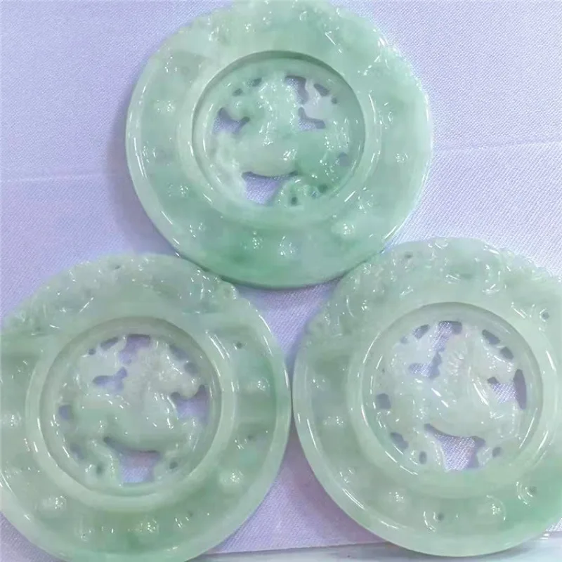 Natural Jadeite A-piece Hollowed Out Zodiac Horse Pendant for Men and Women, Perfect for Success. Jade Pendant