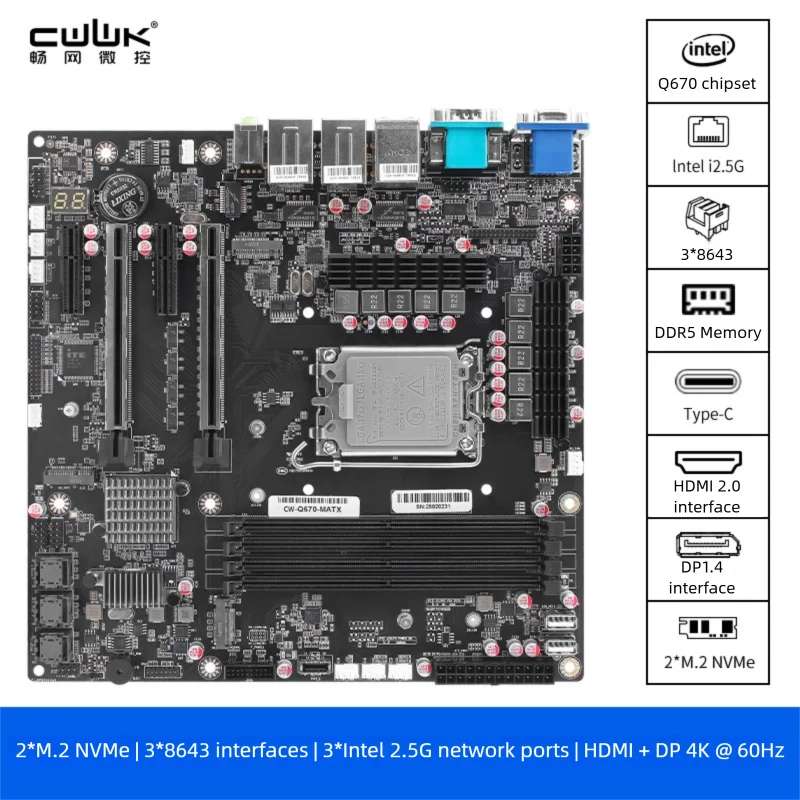 

CWWK Q670 12-Bay NAS M-ATX Motherboard(LGA1700, 12th/13th/14th Gen. Desktop Processor)