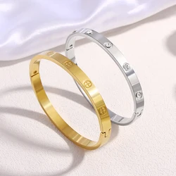 MHS.SUN Europäischen und Amerikanischen Edelstahl Kreuz Muster Armreif Vergoldet Luxus Persönlichkeit Schmuck Armband Für Frauen Männer