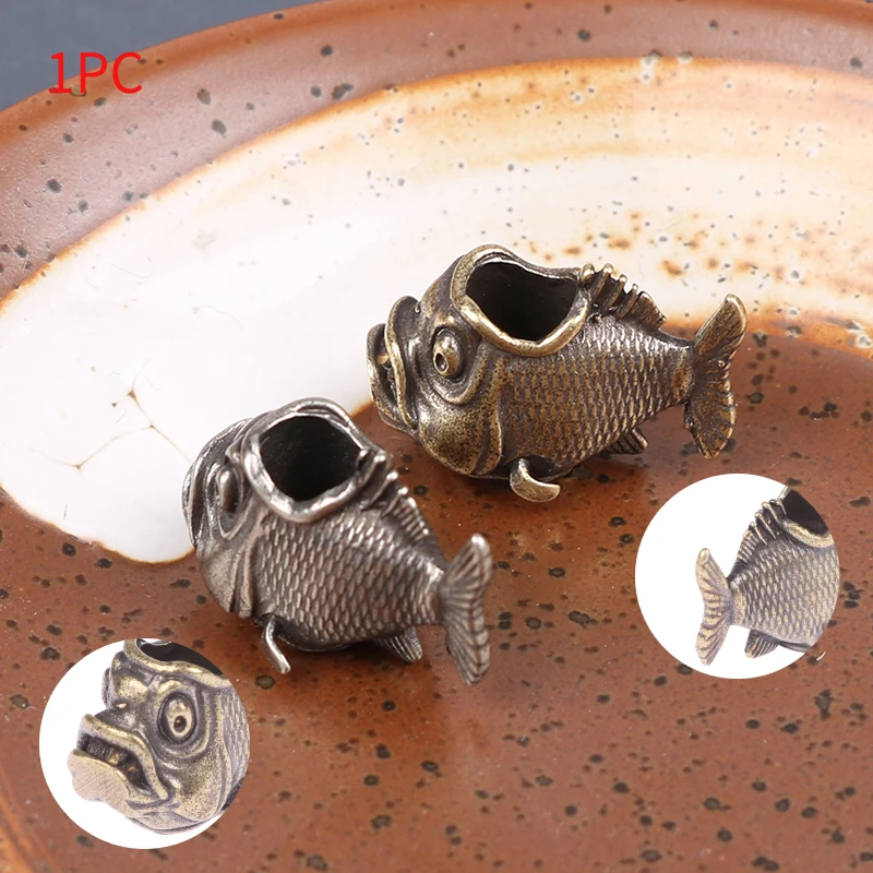 1Pc Brass African Piranha Knife Beads Flashlight Pendants DIY Retro Outdoor Tool Paracord Beads Fish Charms Accessories