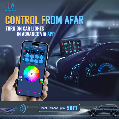 MICTUNING P1S RGB LED 12 Gang Switch Panel Bluetooth APP Control Universal Car Control Relay System Box For Yachts Caravan Boat