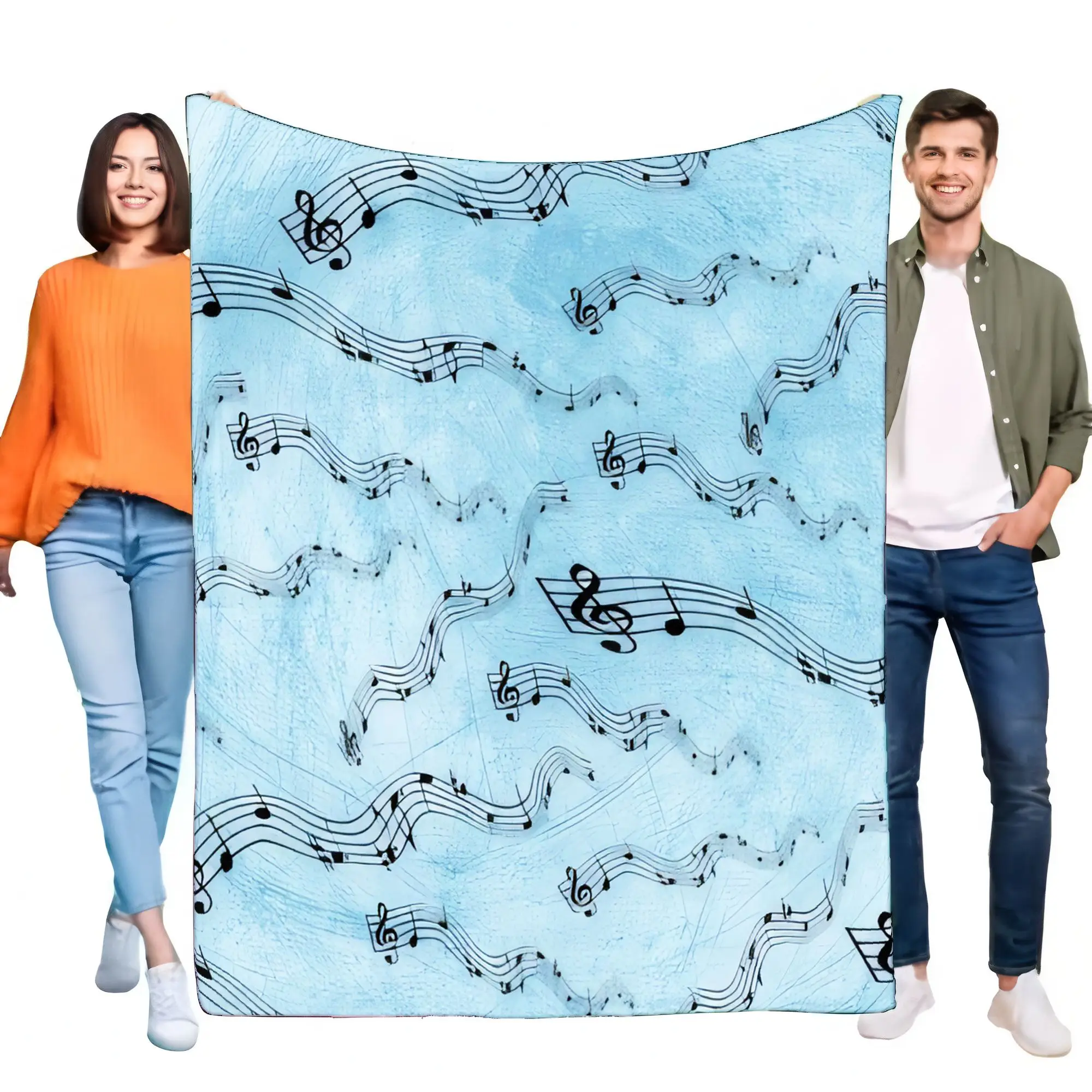 Music Notes Blanket Soft Cozy Plush Throw for Bed Sofa Home Decor Gift for Music Lovers