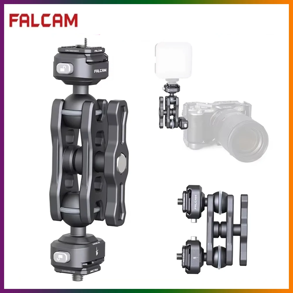 Falcam F22 Dual Head Quick Release Magic Arm 360 agree Rotation for DSLR Camera Monitor Lights Recorders Microphone Audio DSLR