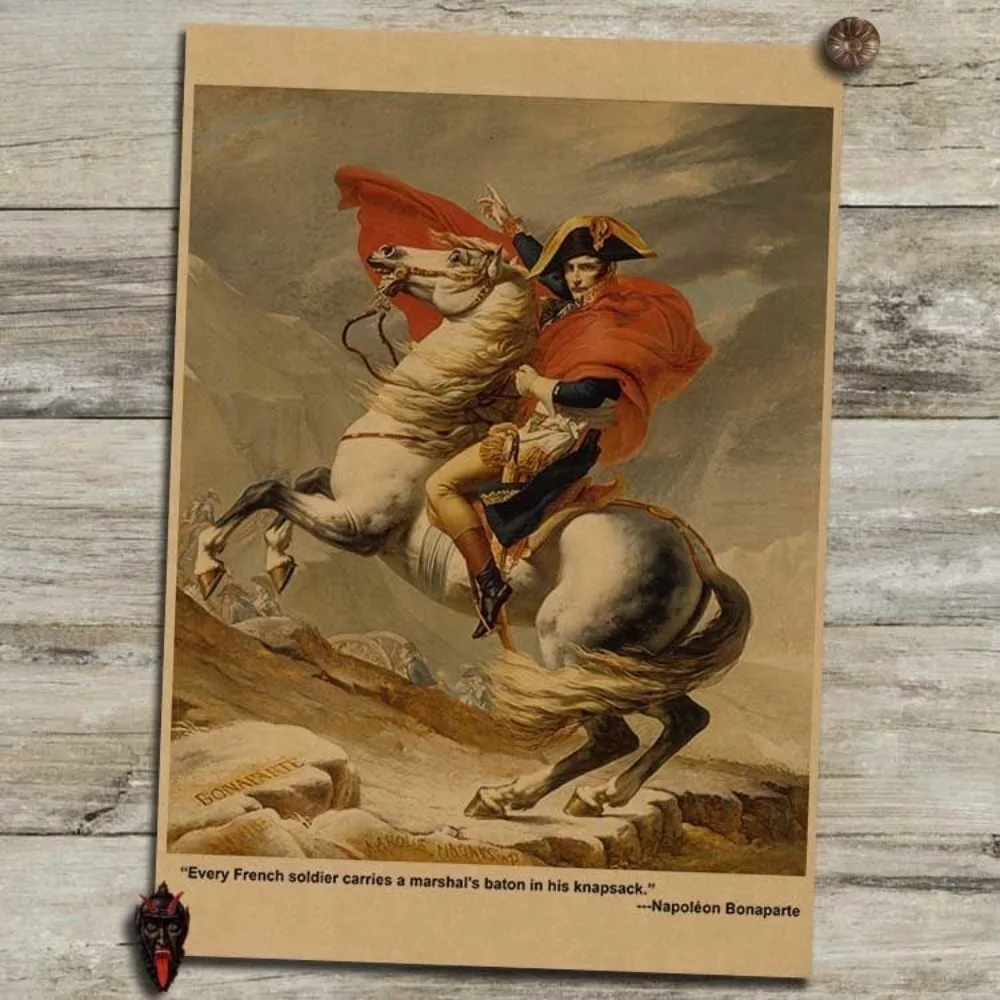 New Portrait of Napoleon, French Military Strategist, Retro Kraft Paper Poster, Decorative Painting, Frame Mural