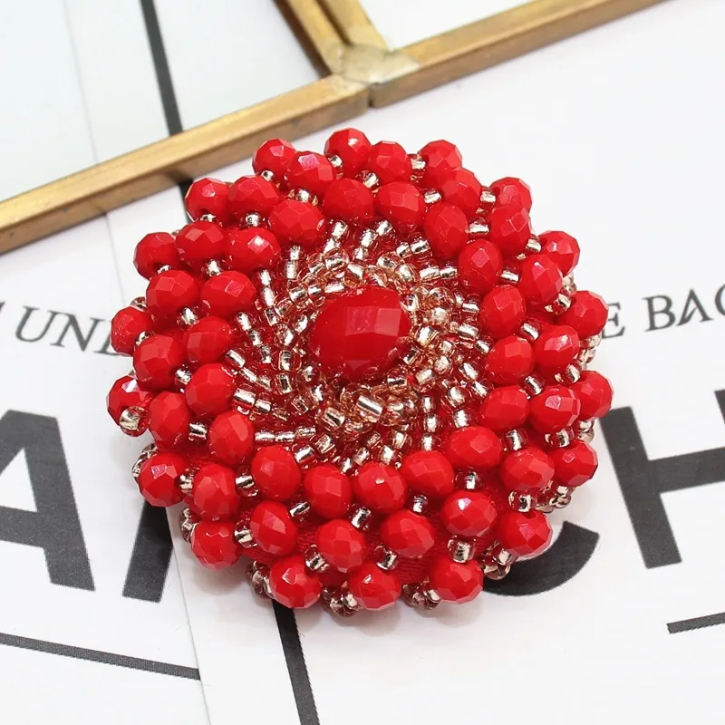 High Quality 1pcs Crystal Hand Sewn Bead Buckle Coat Garment Decorative Buttons