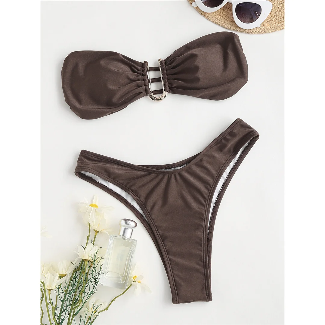 Neuer 4-Farben U-Ausschnitt Bandeau Brasilianischer Bikini Damen-Badeanzug Zweiteiliger Bikini-Set Badebekleidung Badeanzug V4965 – Detail 22