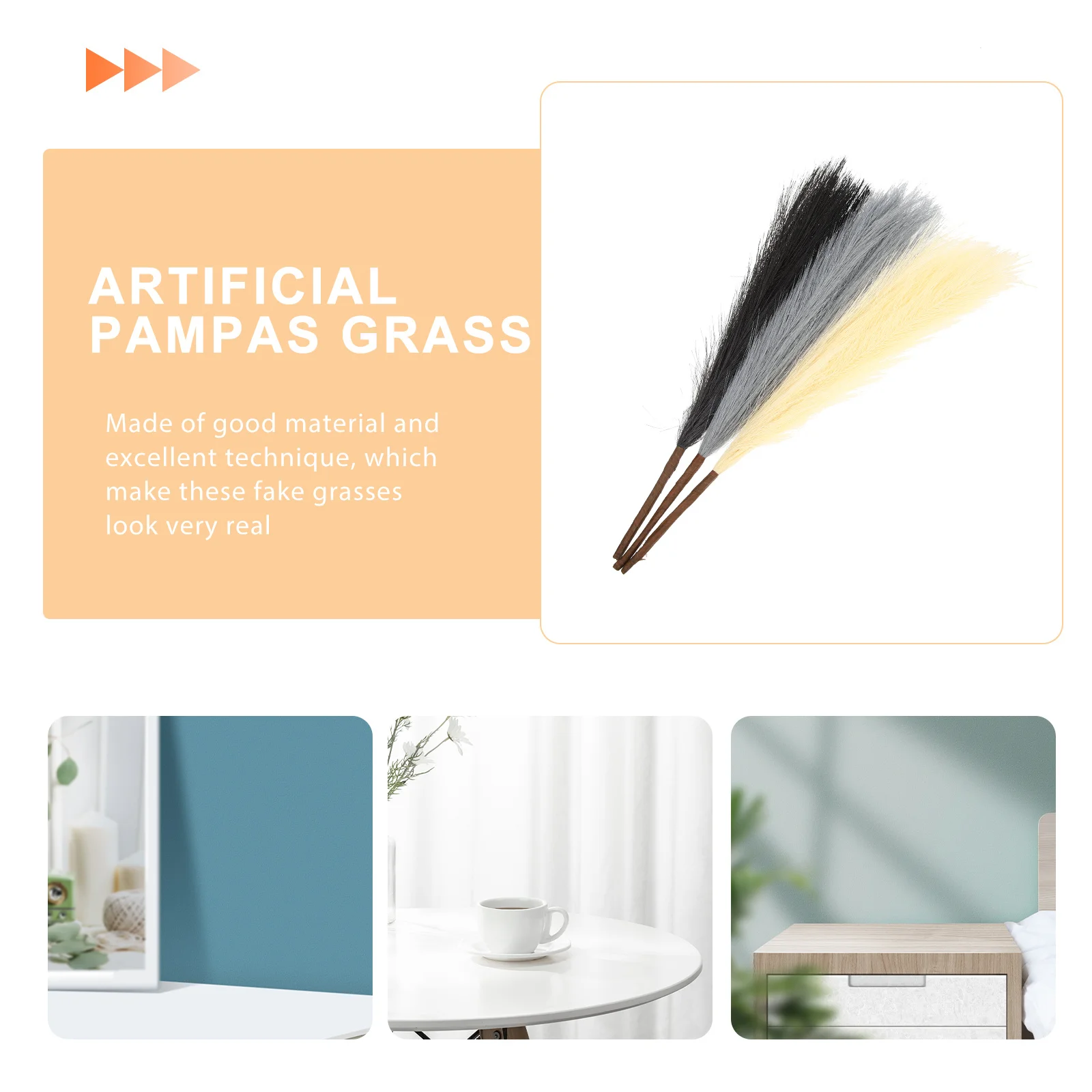 

3Pcs Pampas Grass Faux Artificial Pampas for Bridal Shower Wedding Home Decoration Vase Filler Wedding Decoration