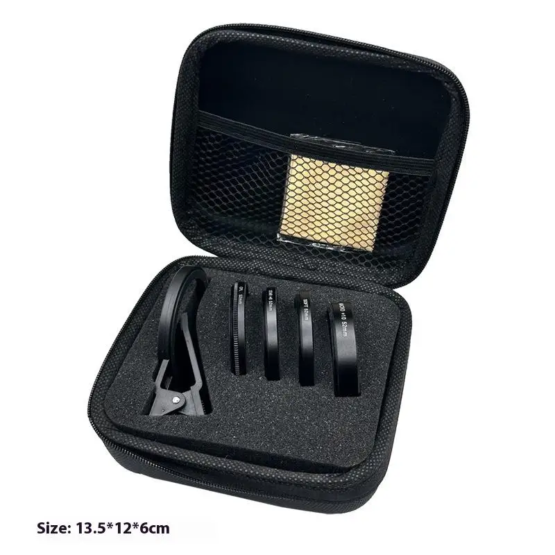 52mm mobiele telefoon lensfilterset Klassieke 4-delige set 10X Macro CPL Polarisator Starlight Filter ND8 Filter Universeel