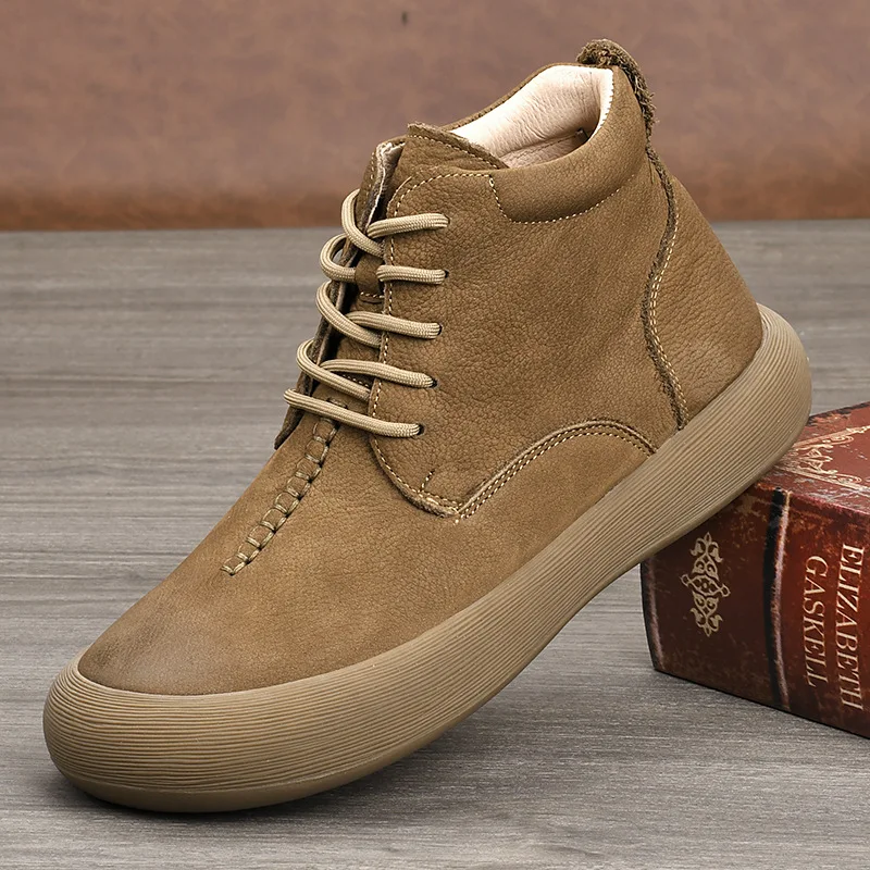 

Мужские ботинки, однотонные повседневные ботильоны из натуральной кожи, осенне-зимние брендовые мужские замшевые кожаные мужские туфли