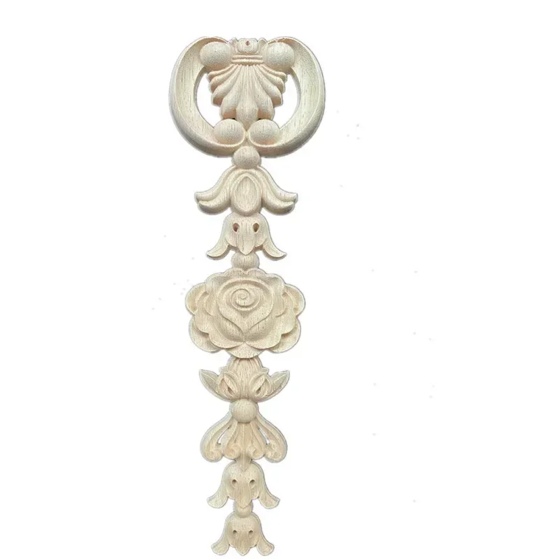 25cm Wood Carved Corner Onlay Unpainted Applique Frame Door Decors Decal Chair Vintage Home Decoration Accessories Wooden