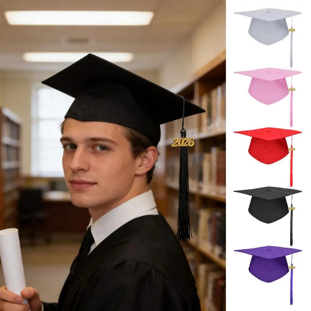 Graduation Cap with Tassels 2026 Elastic Closure Adjustable Sturdy Board Ceremony Party Bachelor Hat Celebration Decor view 4