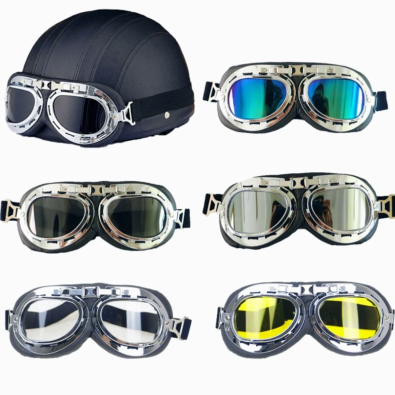 نظارات ركوب الدراجات النارية نظارات ريترو نظارات الغبار يندبروف الرمال الرجعية خوذة نظارات