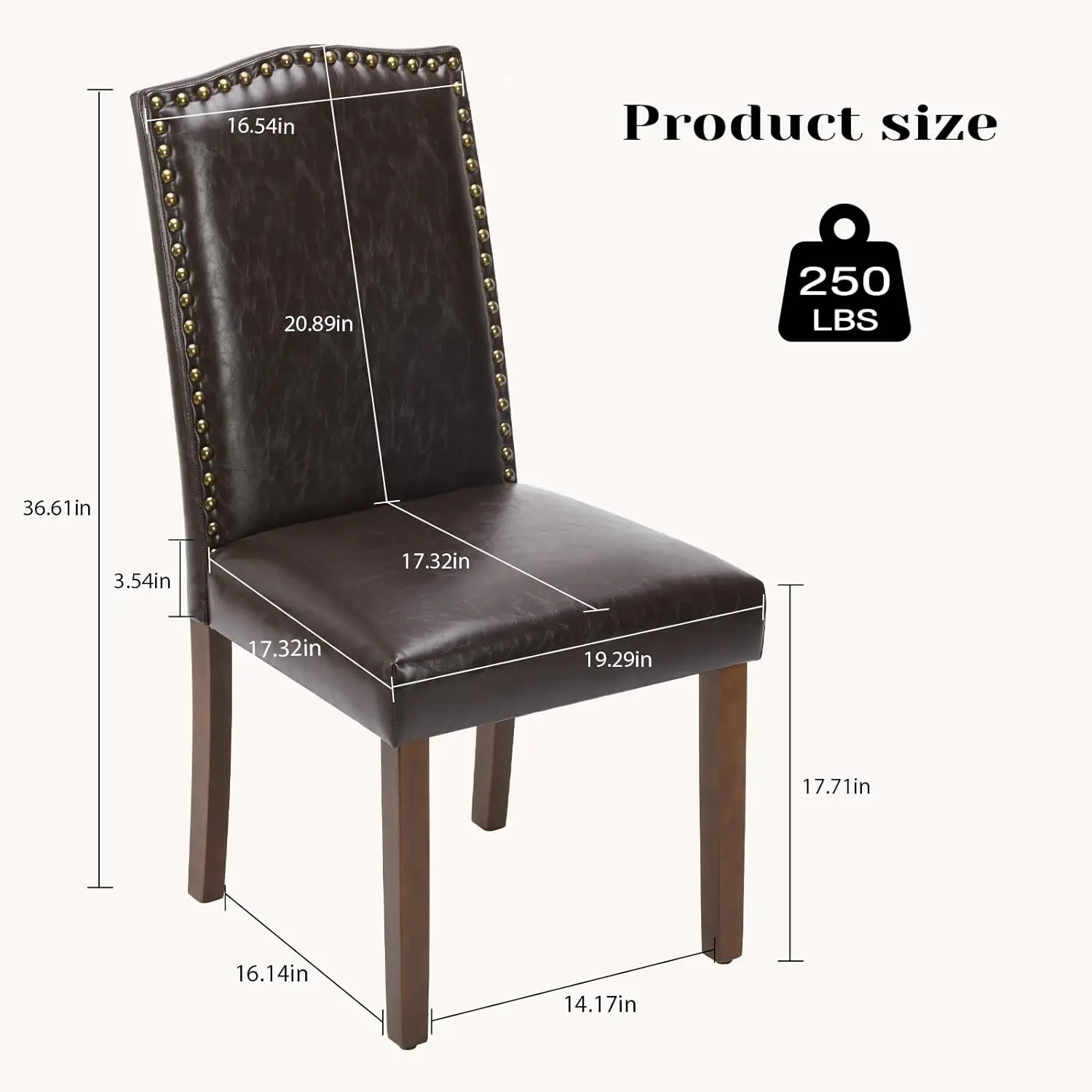 Eetkamerstoelen, Gestoffeerde Parsons Stoelen Met Nailhead-Bekleding En Houten Poten, Keuken