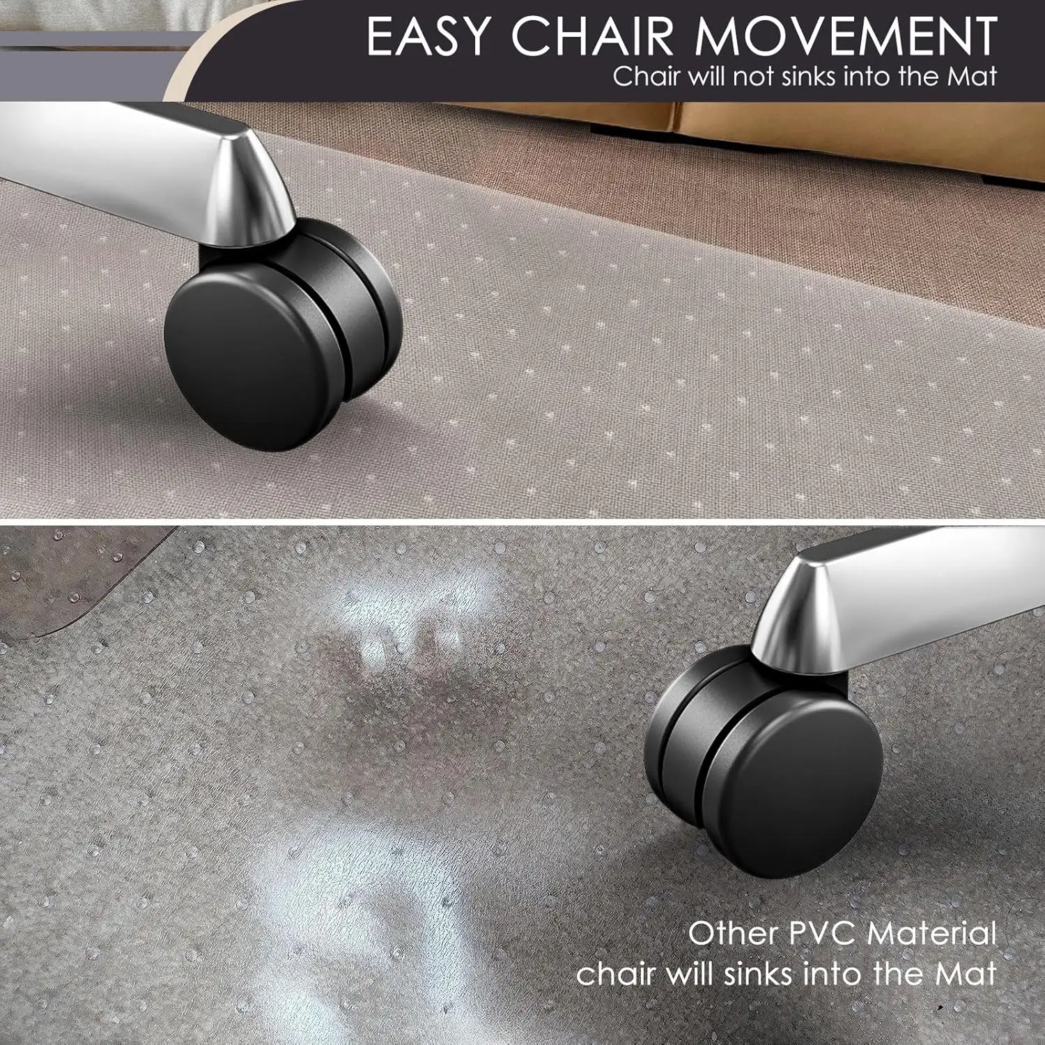 Office Chair Mat for Carpet, 32x55 Clear Heavy Duty Computer Chair Mat, Under Desk Protector Carpeted Floors Mat, Easy Chair Mov view 3