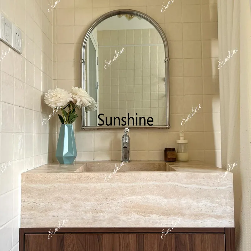 Medieval travertine bathroom cabinet combination under the counter basin washing