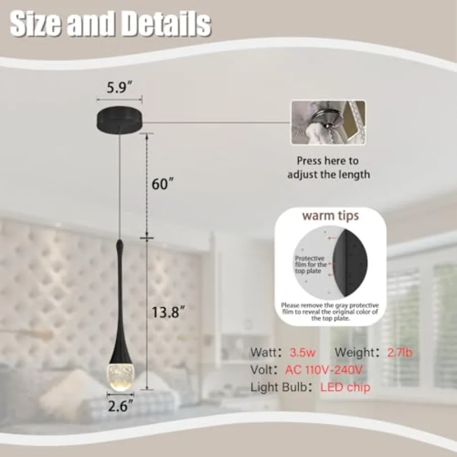 Modern Pendant Lights for Kitchen lsland LED Dimmable Raindrop Chandelier Crystal Ceiling Pendant Lighting for Dining Room Hall view 2