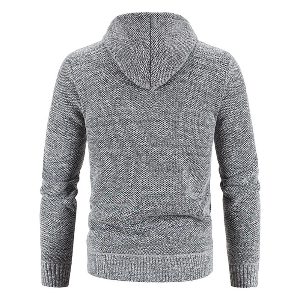 

Men's Knit Sweater Long Trench Coat Featuring Hooded Wind Breaker Jacket and Cardigan Overcoat Style for Multiple Season Wear