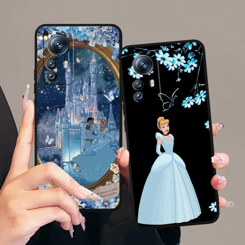 Cinderella Disney Cartoon Cute For Xiaomi Mi Poco F5 F4 F3 X6 X5 X4 X3 M6 M5 M5S M4 M3 C65 Pro GT NFC 5G Black Funda Phone Case