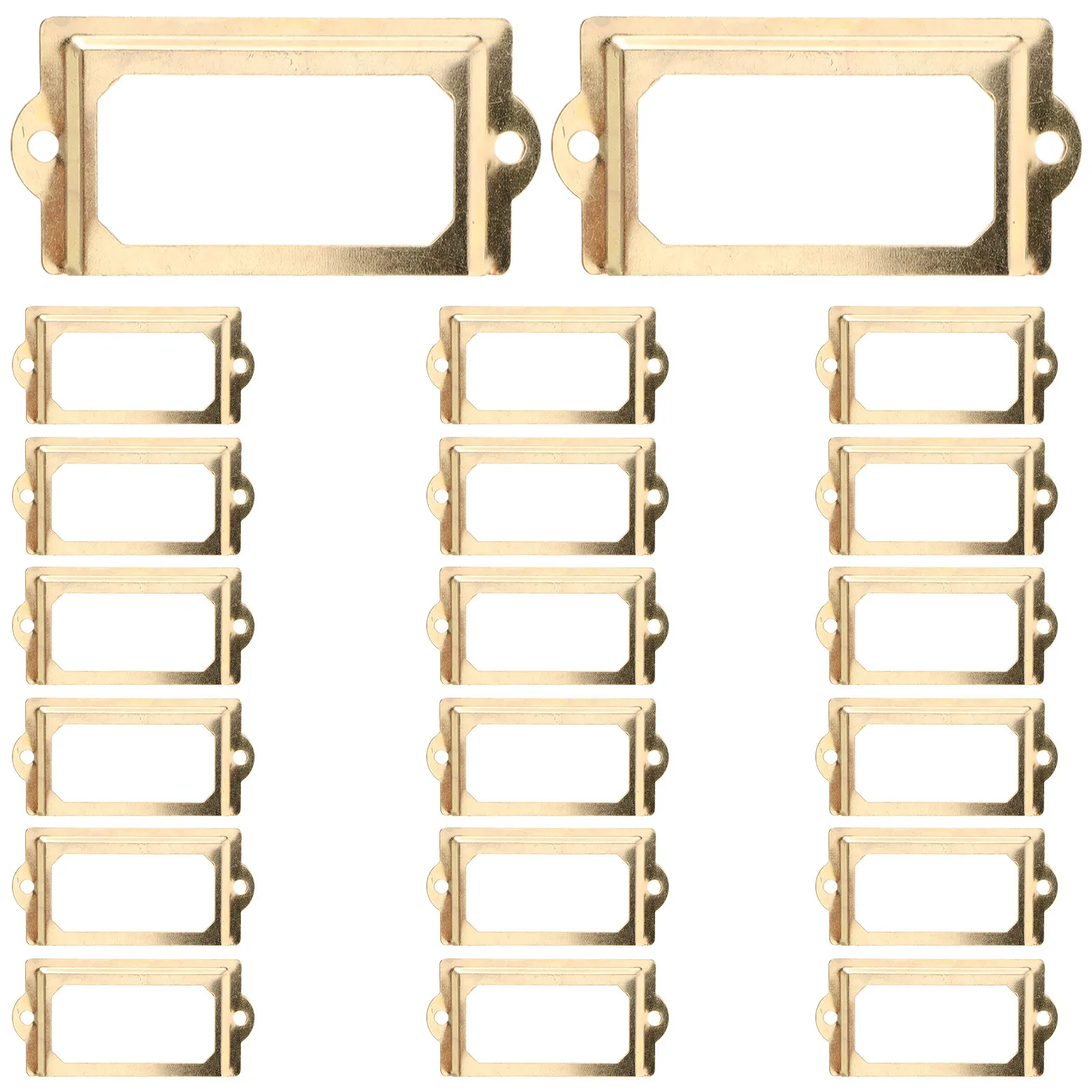 20Pcs Bronze Metal Label Holder 2.8x1.3inch Vintage Drawer Tag Frame for Library Cabinet Shelf Office Storage Bin Name