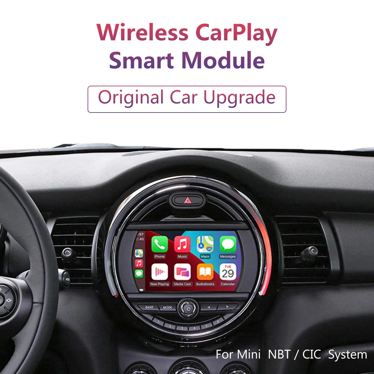 Wireless CarPlay Android Auto Box for BMW Mini Cooper NBT CIC R55-R61 F54 Mirror Link AirPlay Function