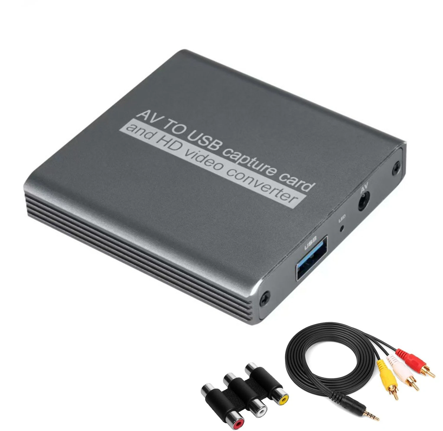 AV to HDMI-compatible Adapter & VHS to Digital Converter USB Video Capture Card for VHS/VCR/DVD Save and Digitize Old Videos