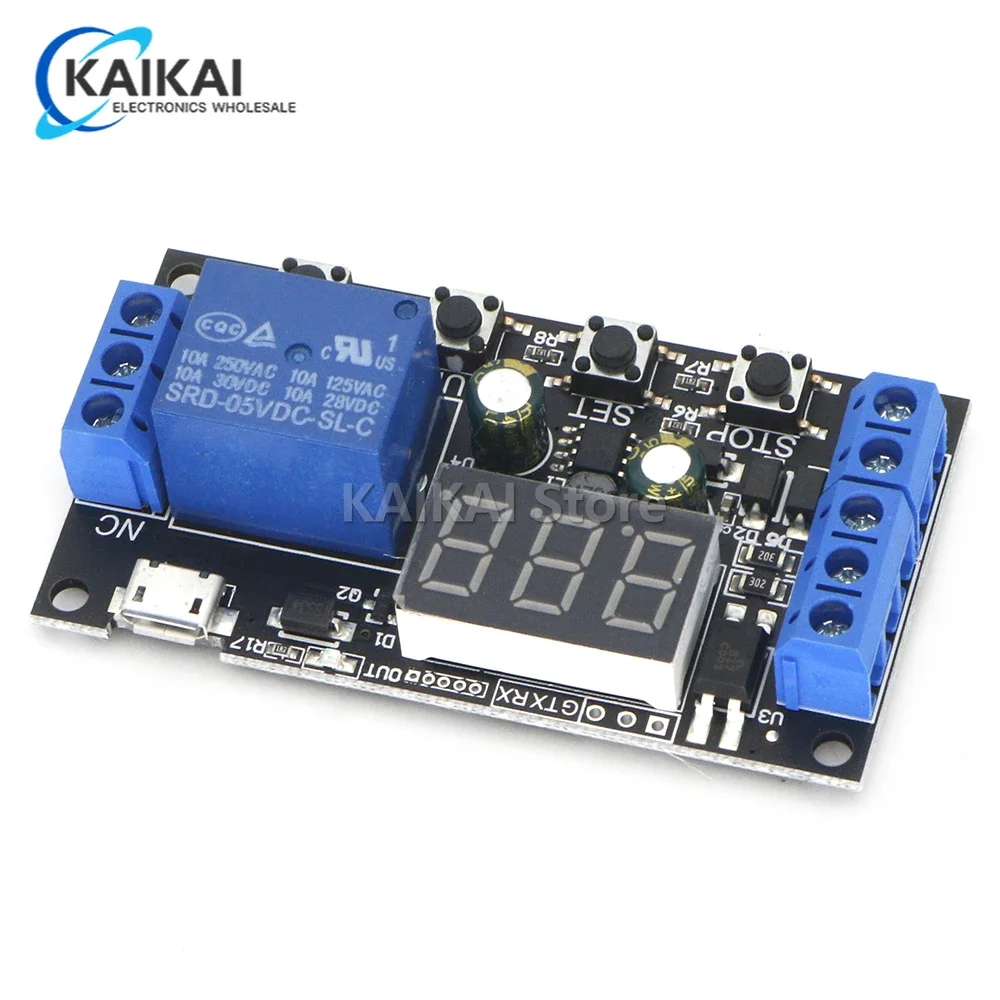 ZK-TD2 1 Channel DC 5 -30V Trigger Delay On/Off Cycle Timer Relay Switch Module with Digital LED Display Micro USB 0.1s -999min