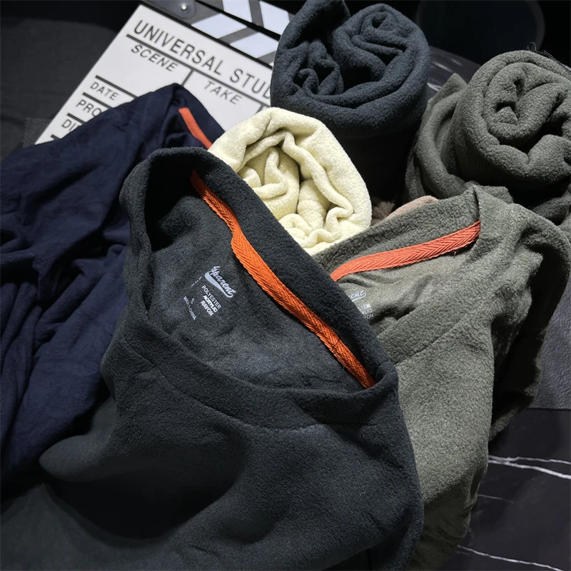Thick Fleece Lined Men's Base Shirt Double Collar Warm T-Shirt Youth Fashion Winter Long Sleeve  Color Standard Fit